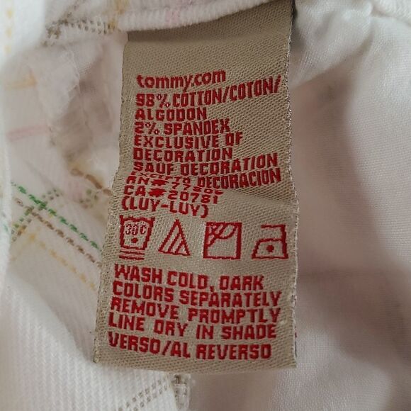 🔹️Tommy Jeans White & Pastel Plaid Cuffed Capri Pants Size 5/28 - Picture 9 of 10